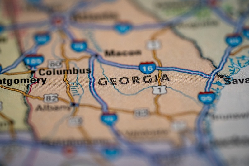 Georgia map close up.