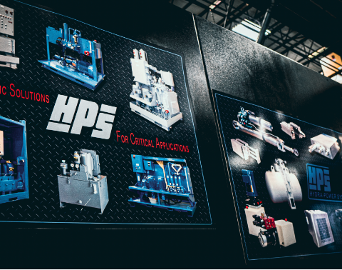 wall display to illustrate Get to Know Hydra-Power Systems at CONEXPO-CON/AGG 2023