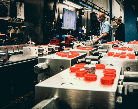 A hydraulic manifold engineering room